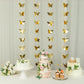 Gold 3D paper butterfly hanging garland streamers for party decor.