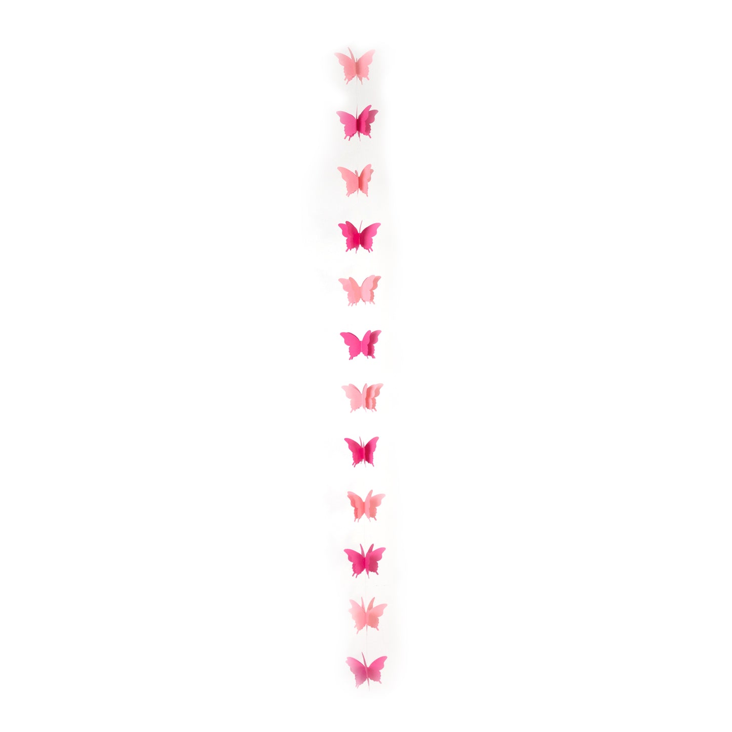 9ft pink 3D paper butterfly hanging garland streamers for party decorations.