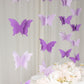 9ft purple 3D paper butterfly hanging garland streamers for party decor.