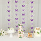 Purple 3D paper butterfly garland streamers for party decoration.