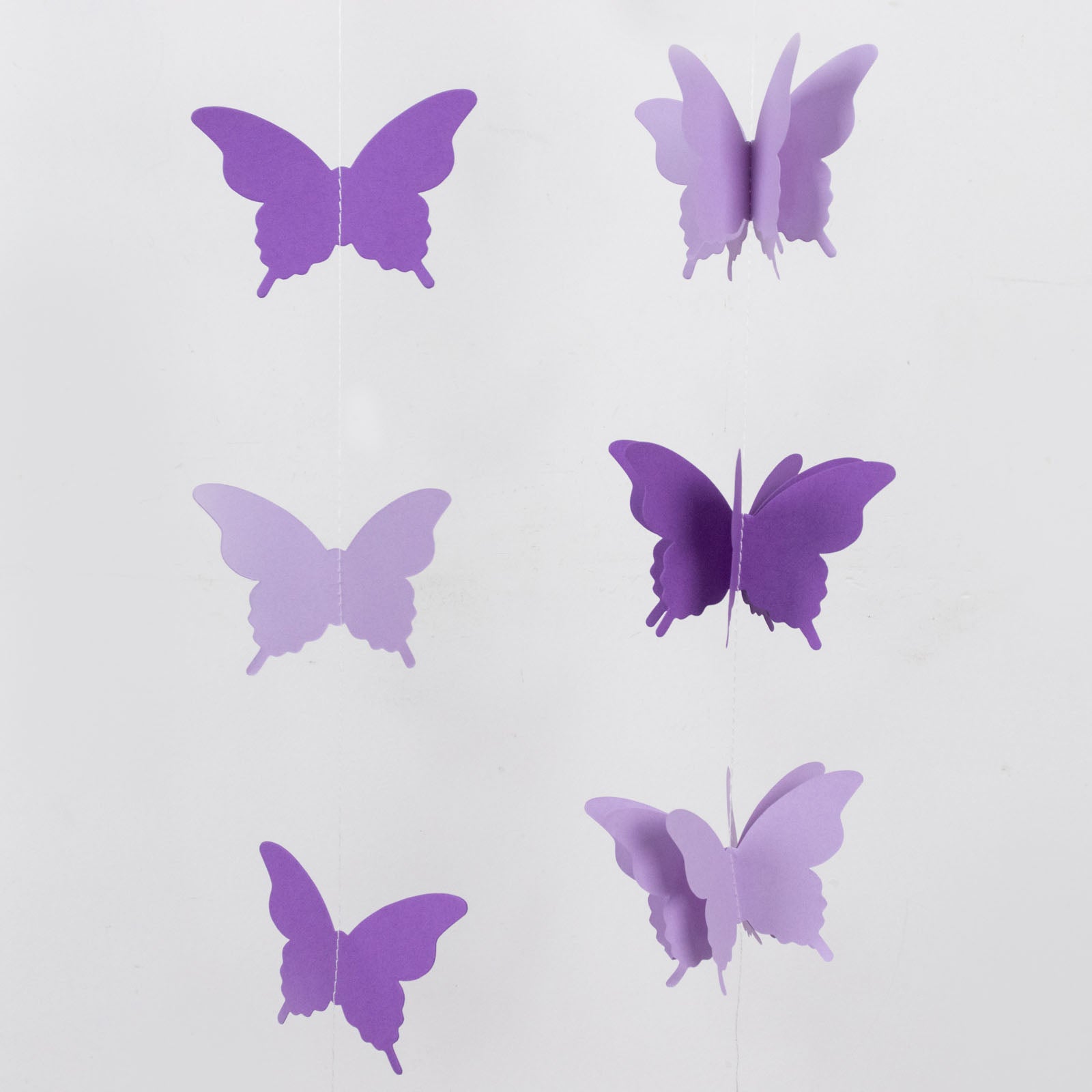 9ft purple 3D paper butterfly hanging garland streamers for party decor.