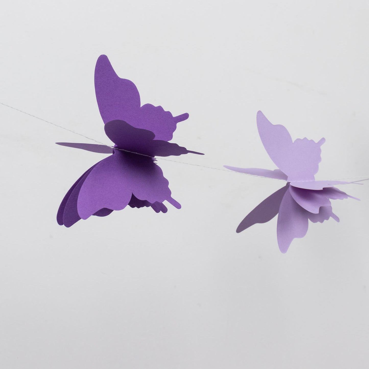 9ft purple 3D paper butterfly hanging garland streamers for parties.