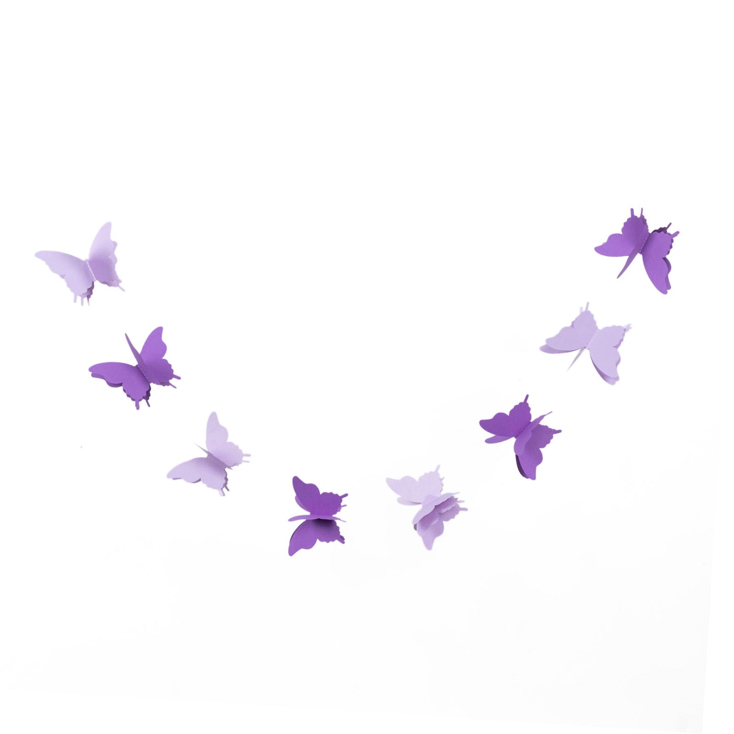 Purple 3D paper butterfly hanging garland streamers for parties.
