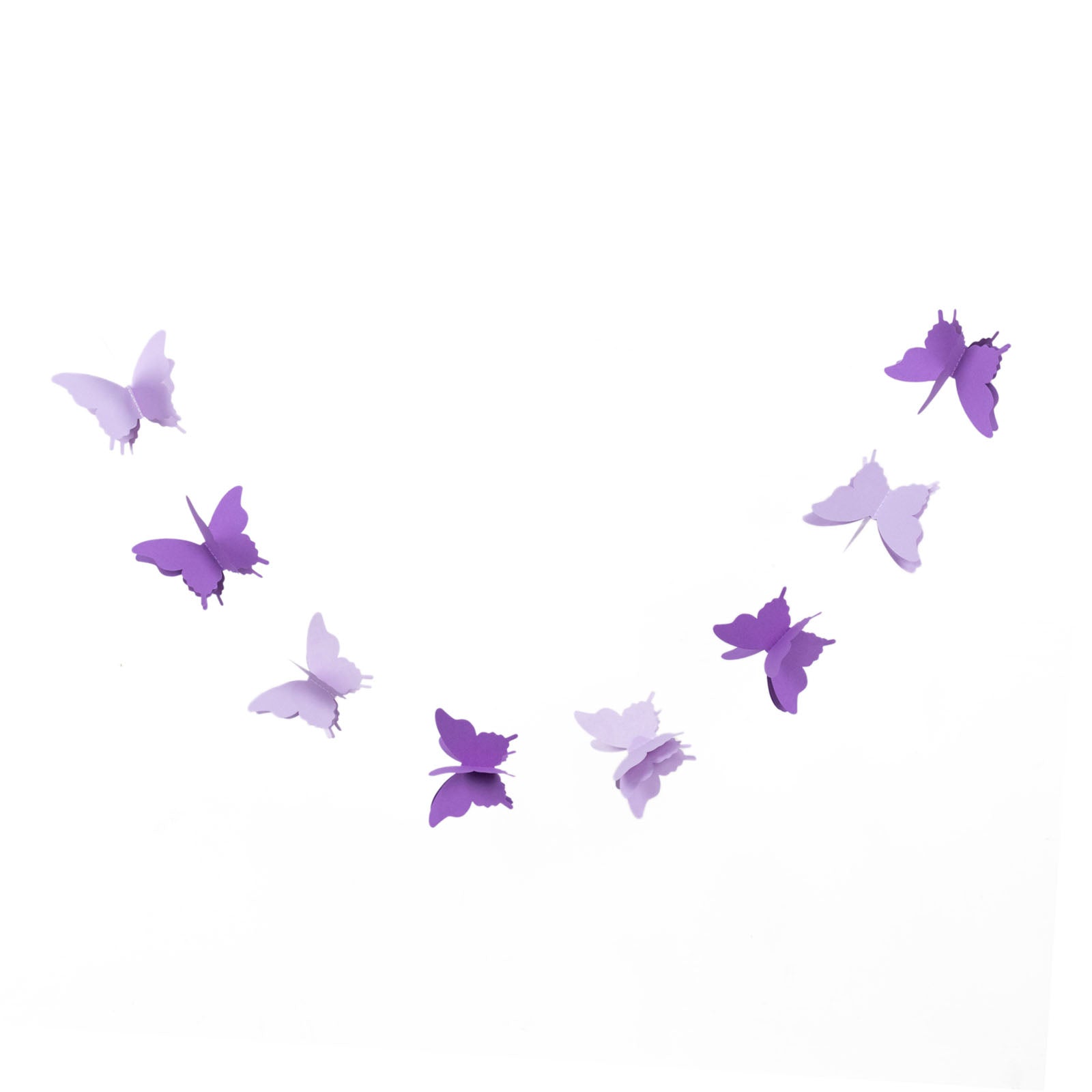 Purple 3D paper butterfly hanging garland streamers for parties.