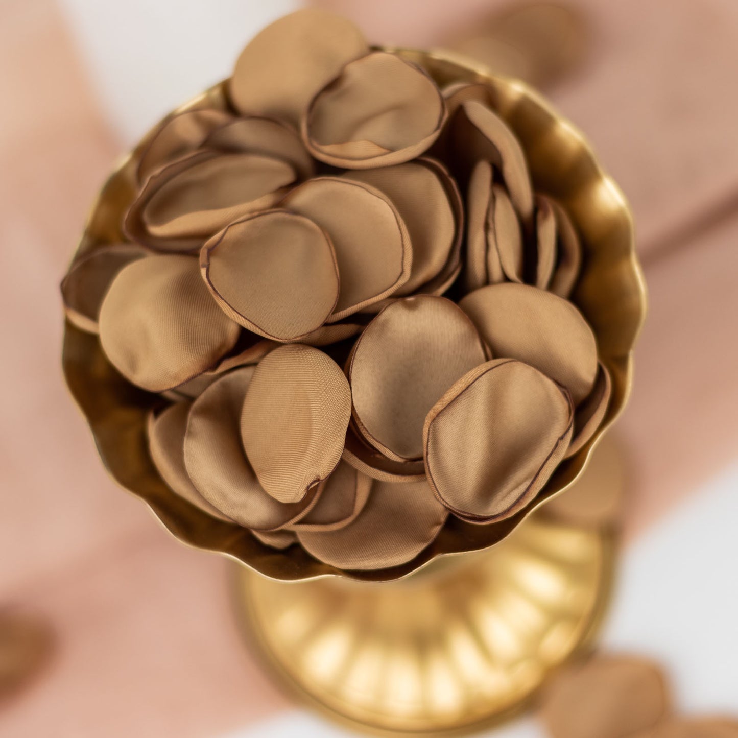 400 Pack | Matte Gold Silk Rose Petals, Artificial Flower Petal Round Table Confetti