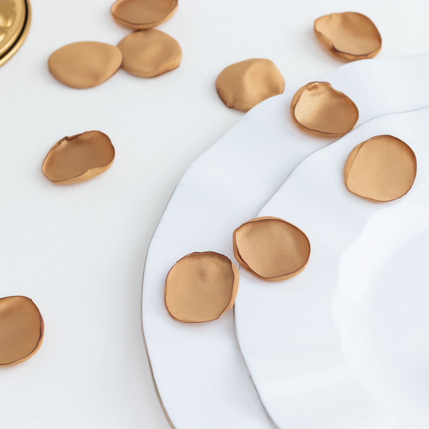 400 Pack | Matte Gold Silk Rose Petals, Artificial Flower Petal Round Table Confetti