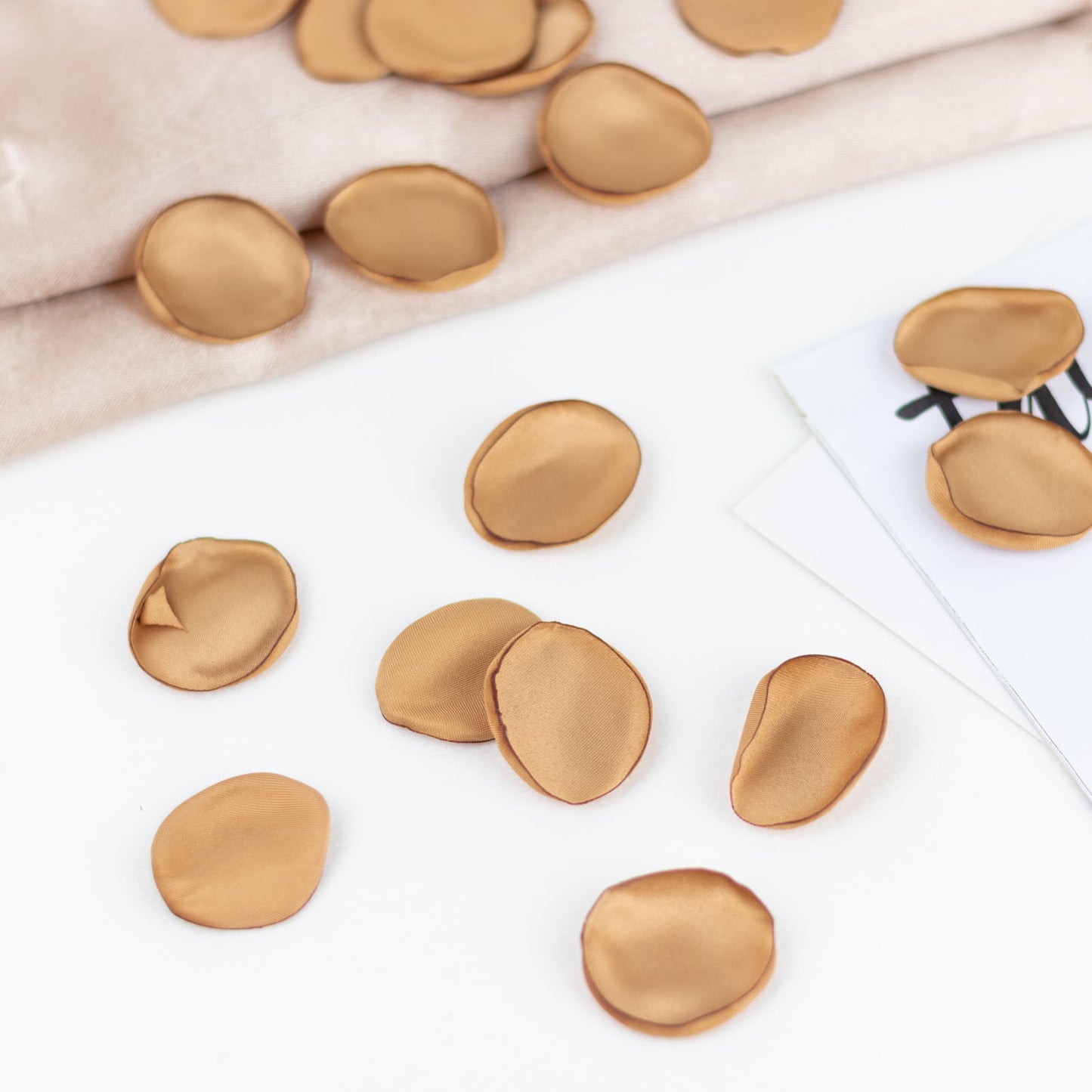 400 Pack | Matte Gold Silk Rose Petals, Artificial Flower Petal Round Table Confetti