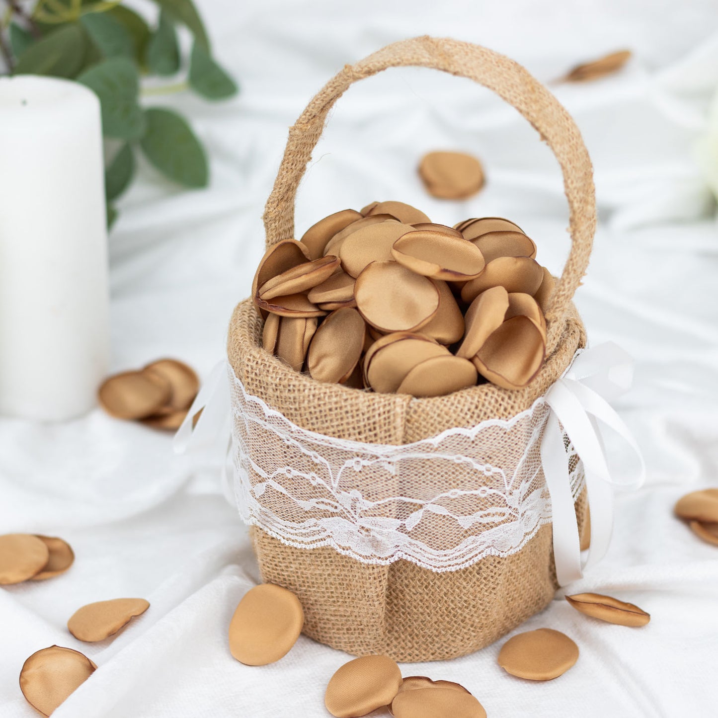 400 Pack | Matte Gold Silk Rose Petals, Artificial Flower Petal Round Table Confetti