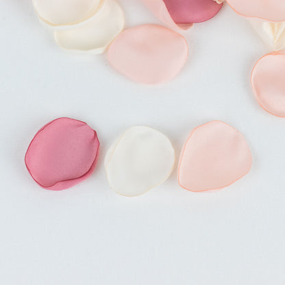 400 Pack Matte Blush Ivory Mix Silk Rose Petals, Artificial Flower Petal Round Table Confetti