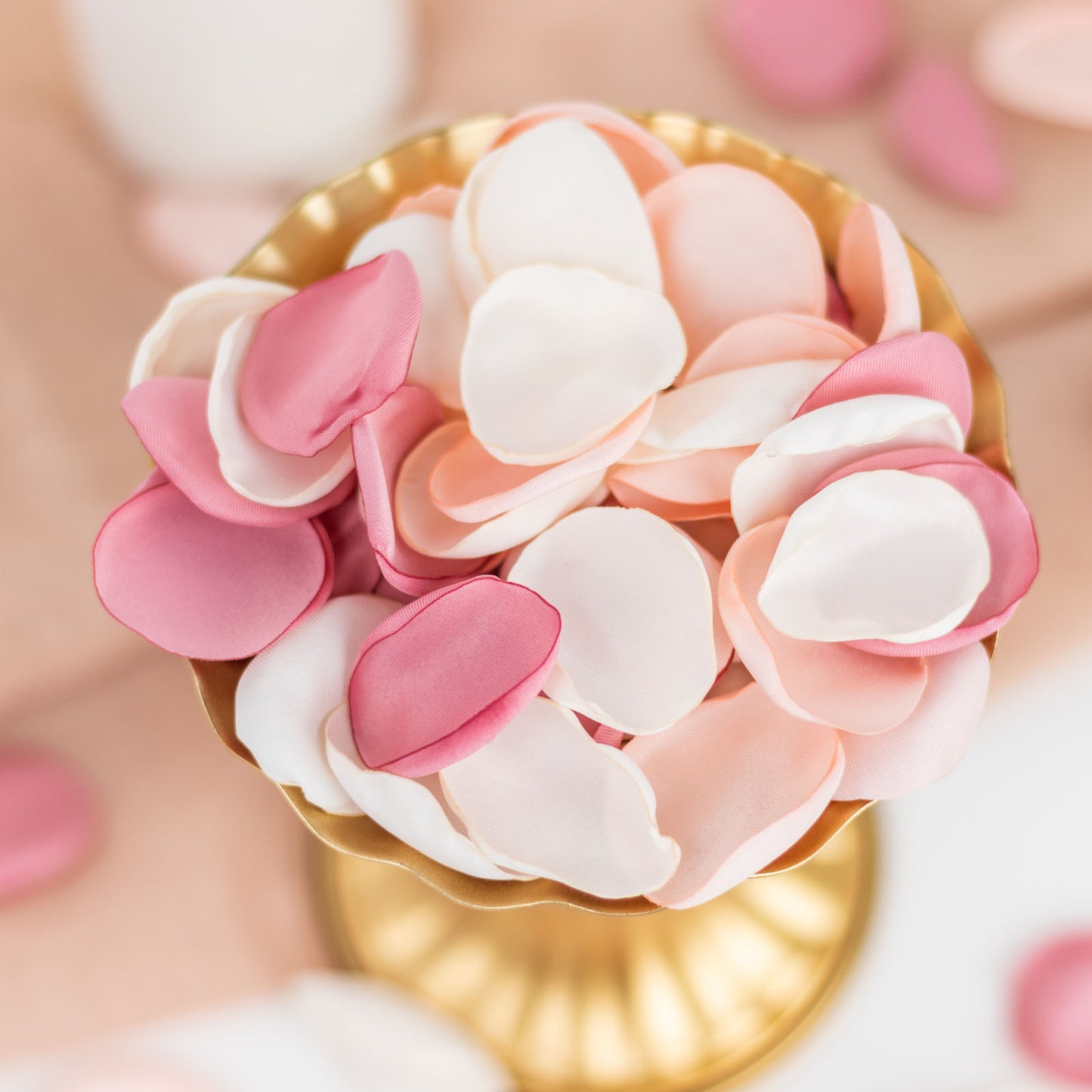 400 Pack Matte Blush Ivory Mix Silk Rose Petals, Artificial Flower Petal Round Table Confetti