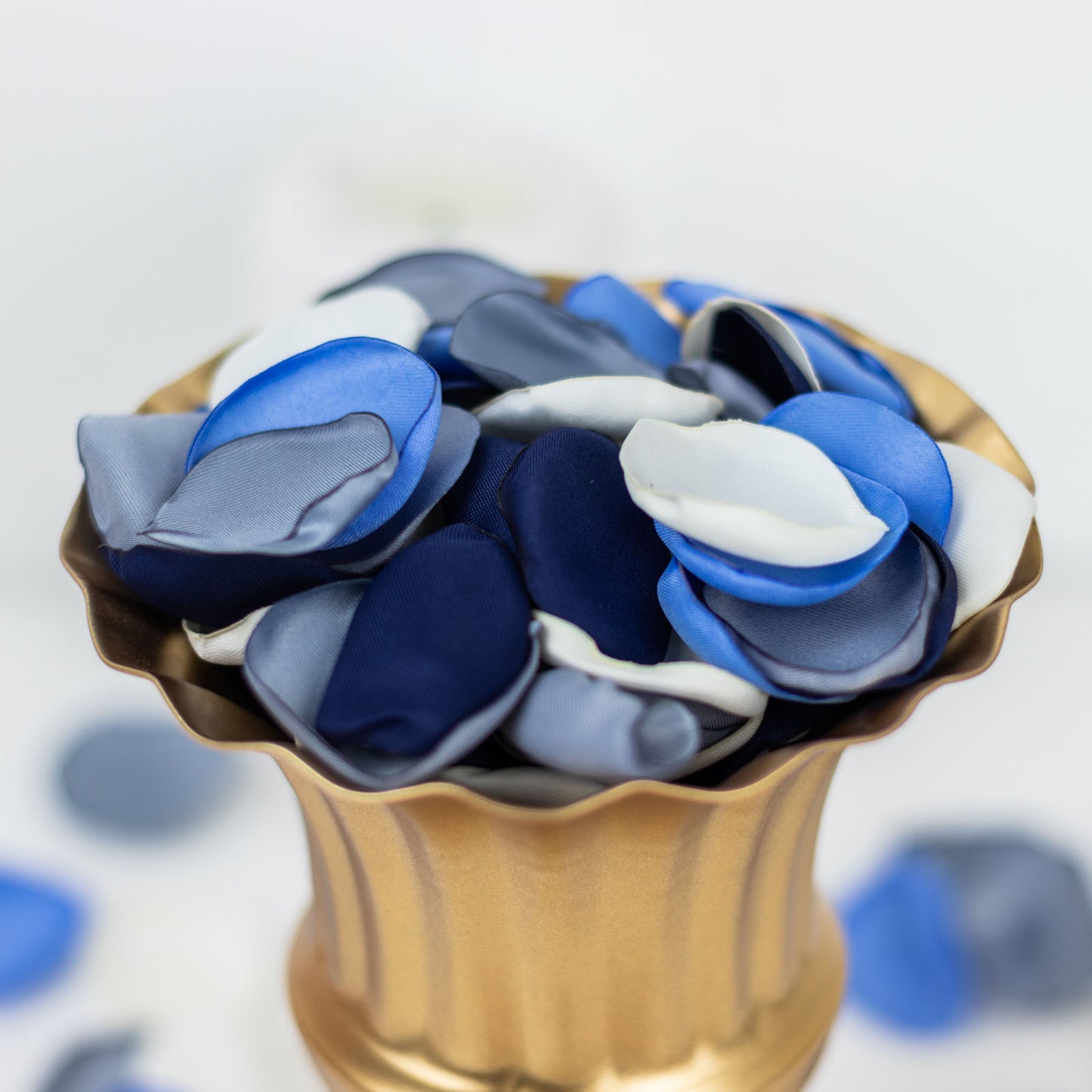 400 Pack | Matte Blue Ivory Mix Silk Rose Petals, Artificial Flower Petal Round Table Confetti