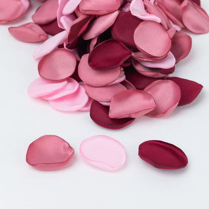 400 Pack | Matte Burgundy Dusty Rose Mix Silk Rose Petals, Artificial Flower Petal Round Table Confetti