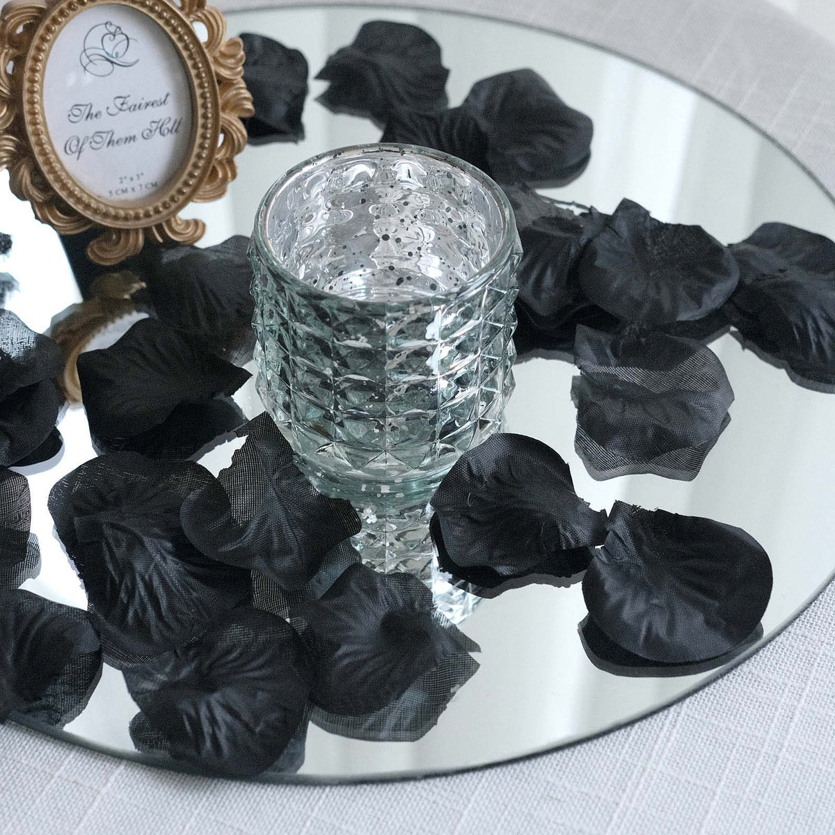 2000 Pack Rose Petals Round Design Black Silk Confetti - Decorative Scatters for Tables and Floors