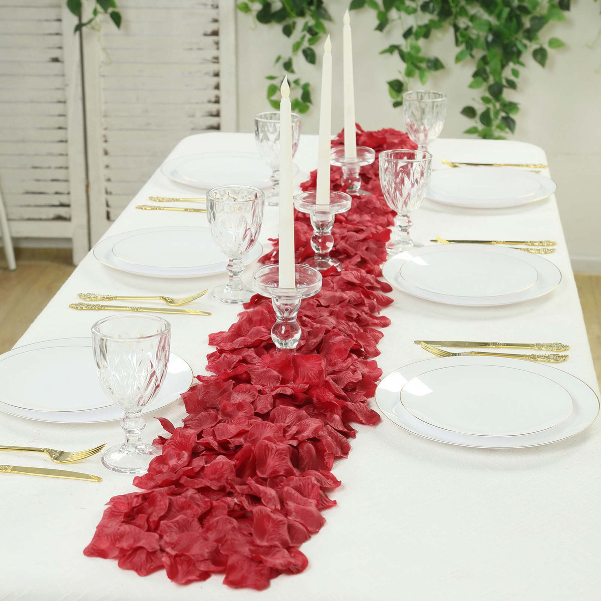 2000 Pack Rose Petals Round Design Burgundy Silk Confetti - Decorative Scatters for Tables and Floor