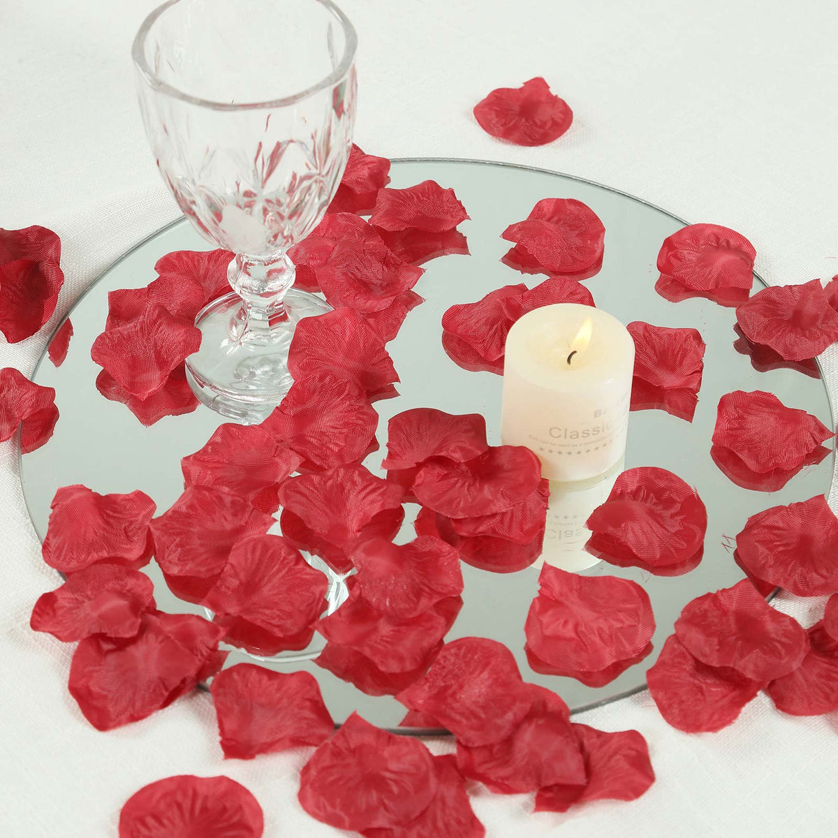 2000 Pack Rose Petals Round Design Burgundy Silk Confetti - Decorative Scatters for Tables and Floor