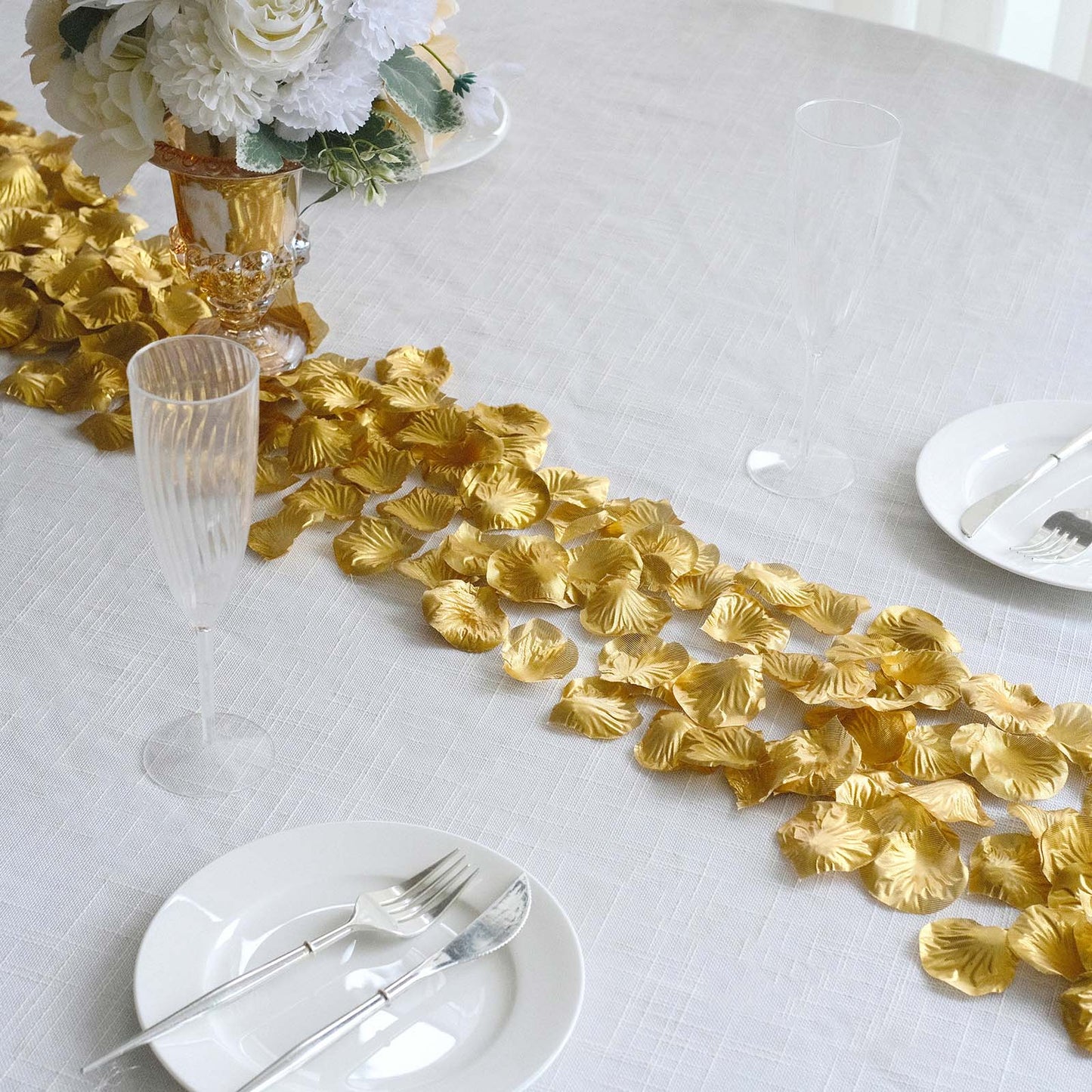 500 Pack Metallic Gold Silk Rose Petals Table Confetti or Floor Scatters