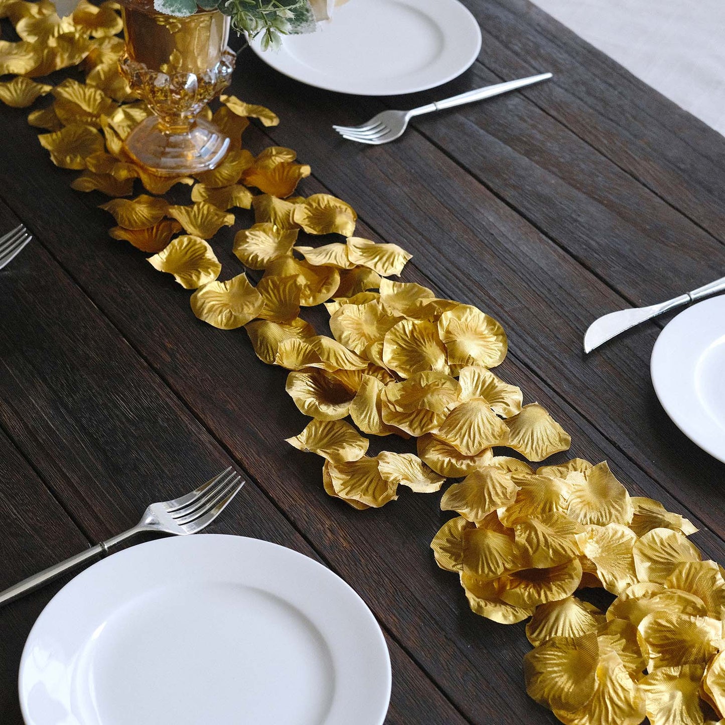 500 Pack Metallic Gold Silk Rose Petals Table Confetti or Floor Scatters