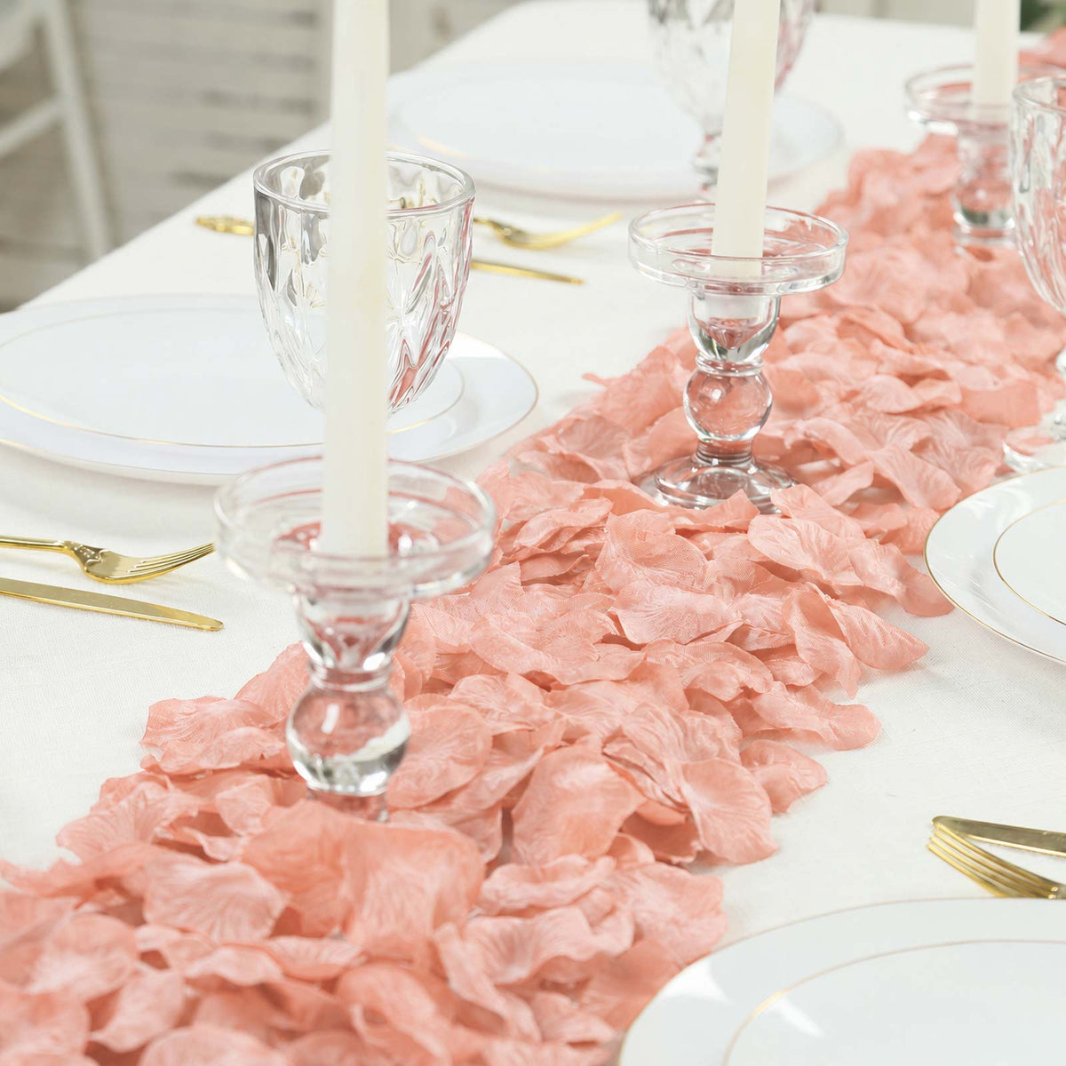 2000 Pack Silk Rose Petals Confetti, Dusty Rose – Round Decorative Scatters for Tables