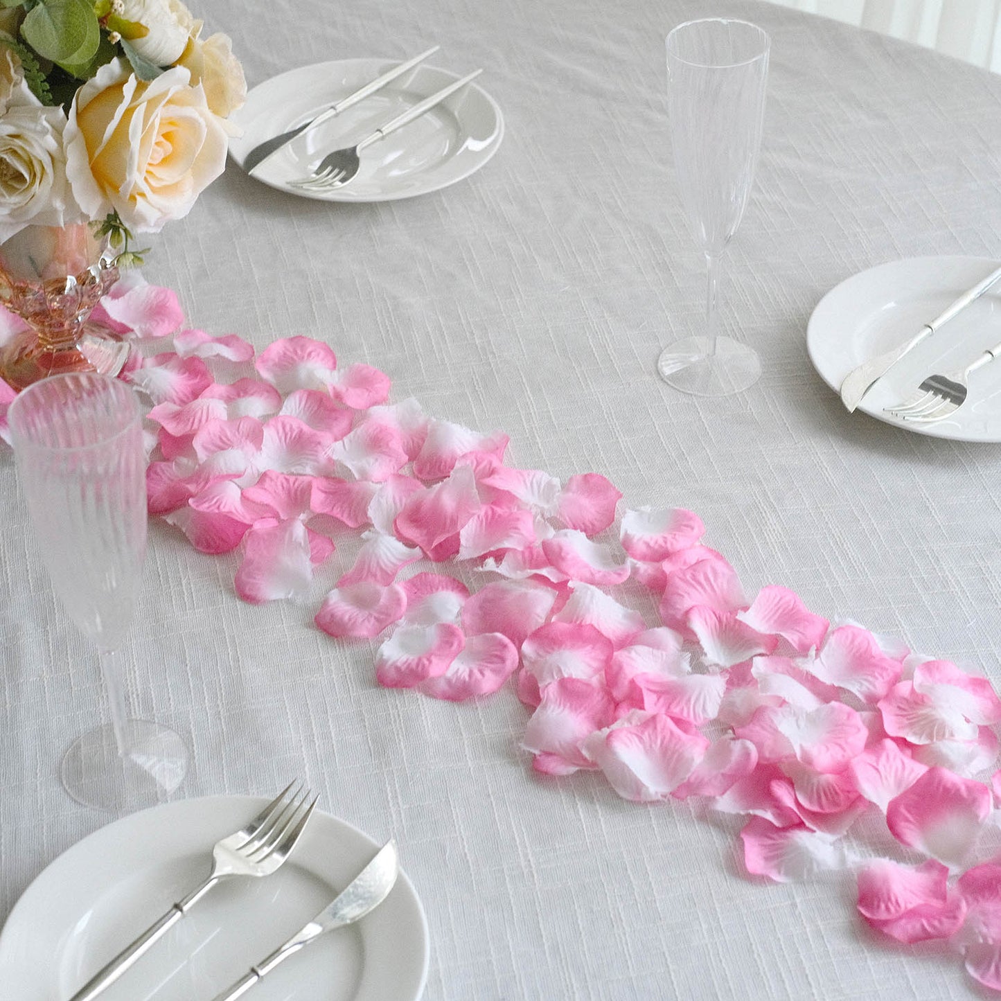 500 Pack White Pink Silk Rose Petals Table Confetti or Floor Scatters