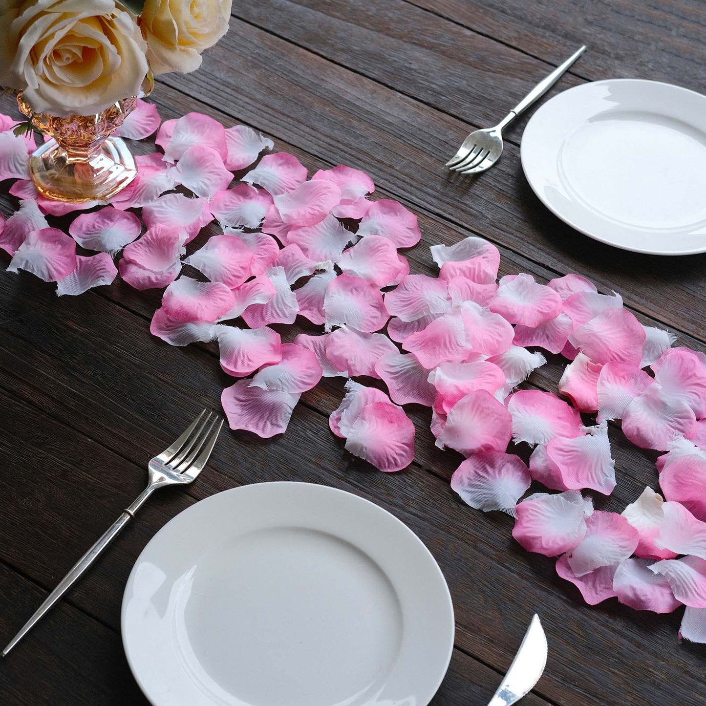 500 Pack White Pink Silk Rose Petals Table Confetti or Floor Scatters