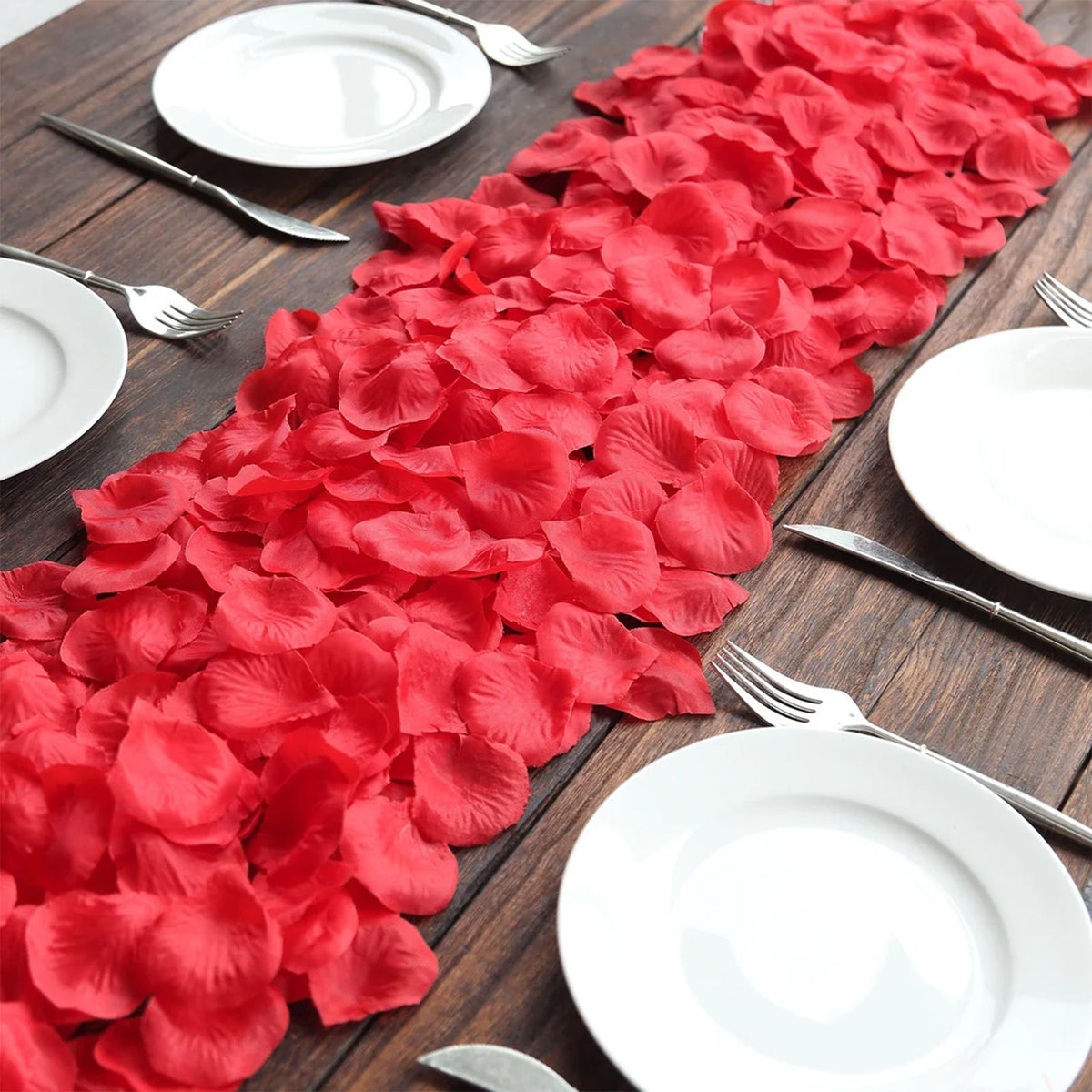 2000 Pack Silk Rose Petals Confetti, Red – Round Decorative Scatters for Tables