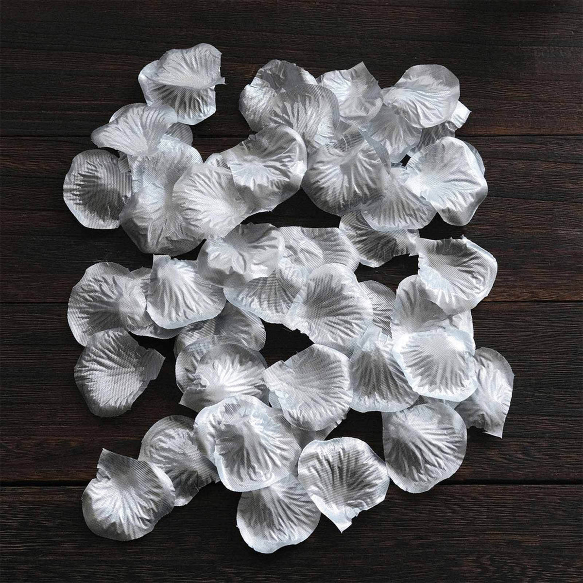 2000 Pack Silk Rose Petals Confetti, Silver – Round Decorative Scatters for Tables