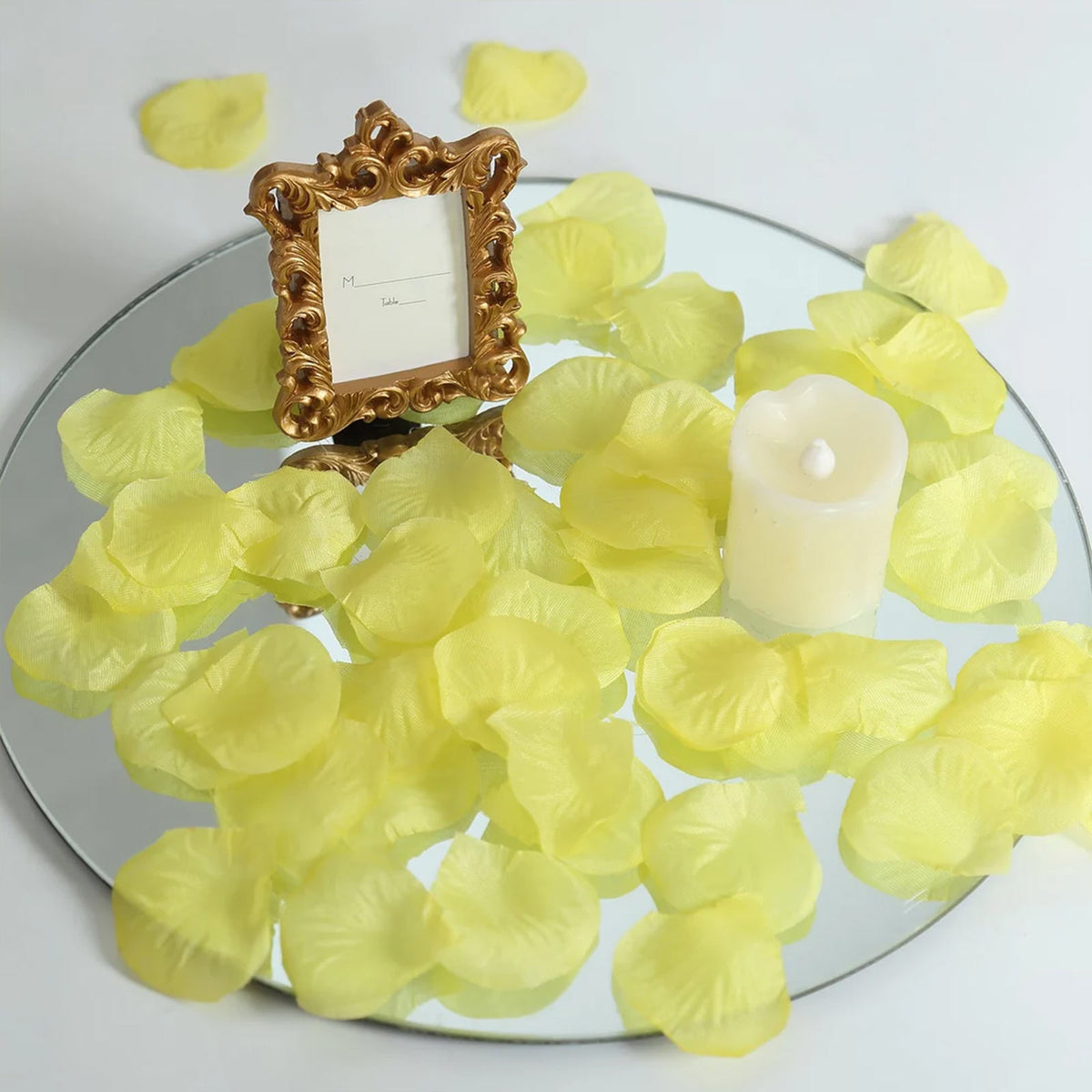 2000 Pack Silk Rose Petals Confetti, Yellow – Round Decorative Scatters for Tables