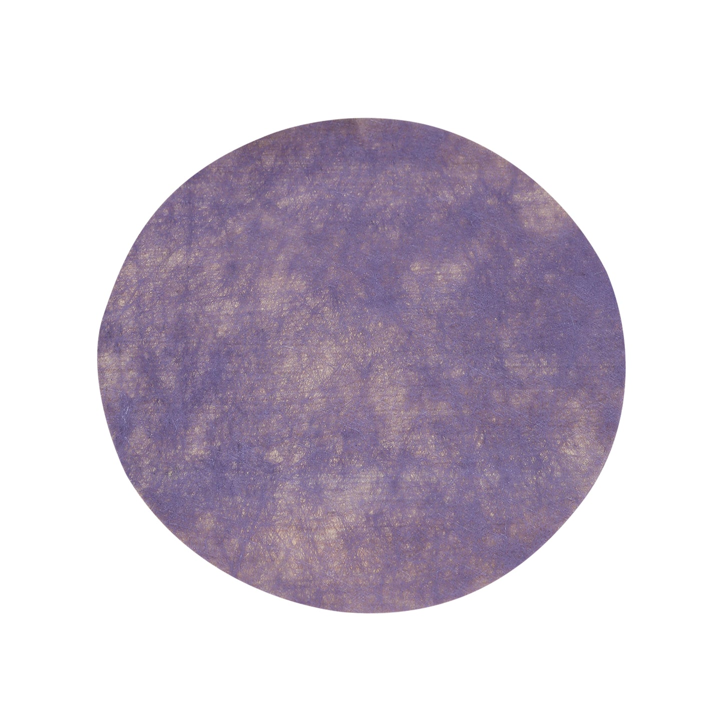 Lavender lilac round disposable placemat for dining and events.