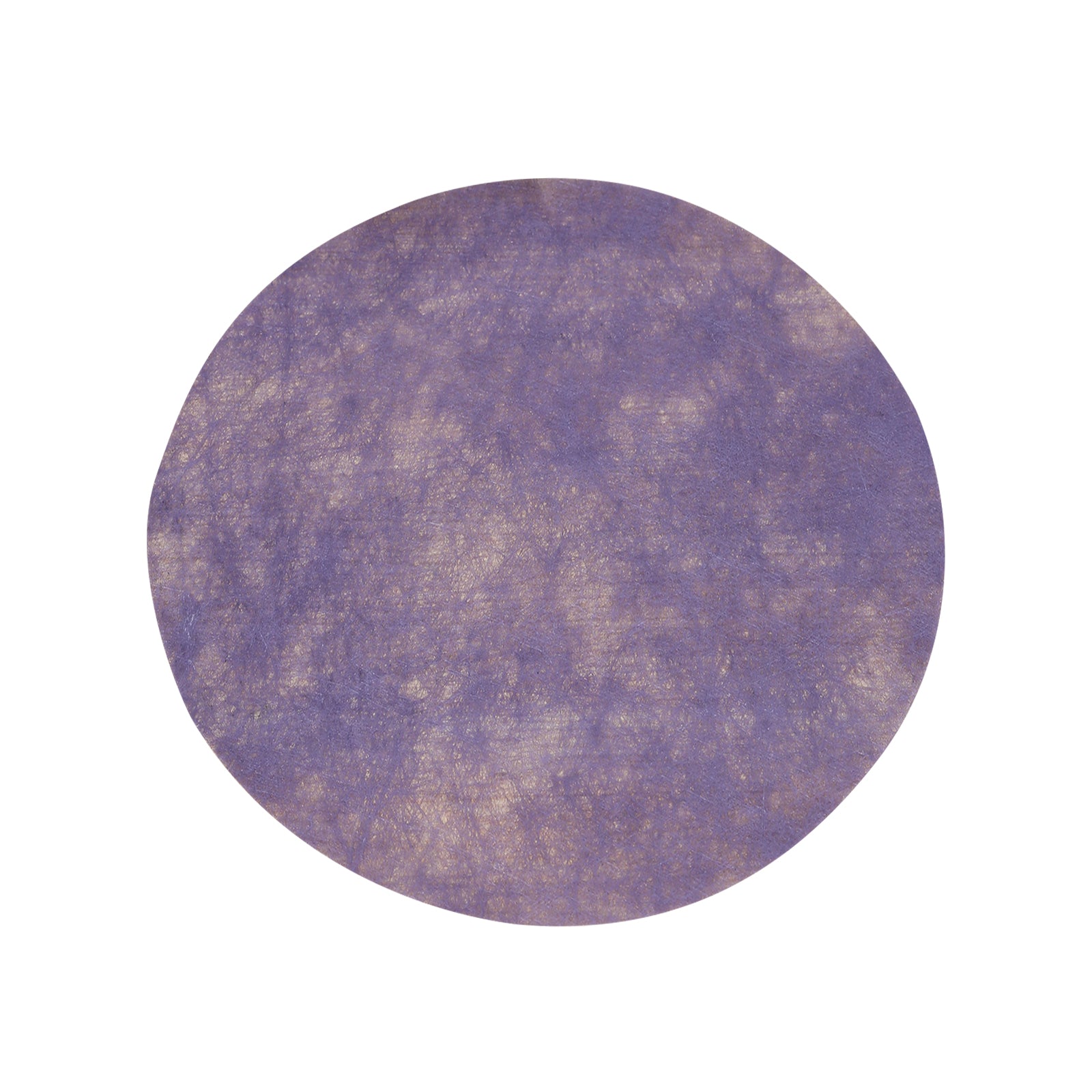 Lavender lilac round disposable placemat for dining and events.