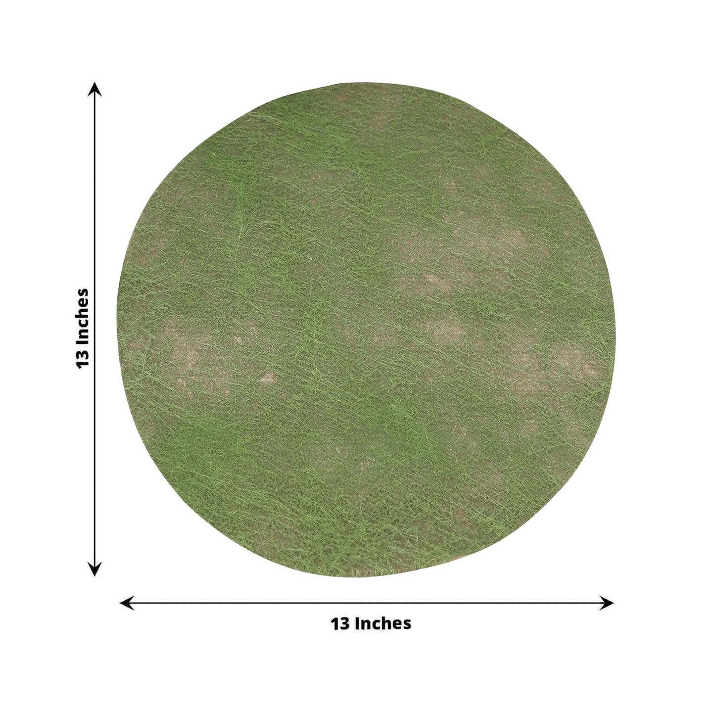 Olive green round placemat, 13 inches, non-woven mesh fiber, 50 pack.
