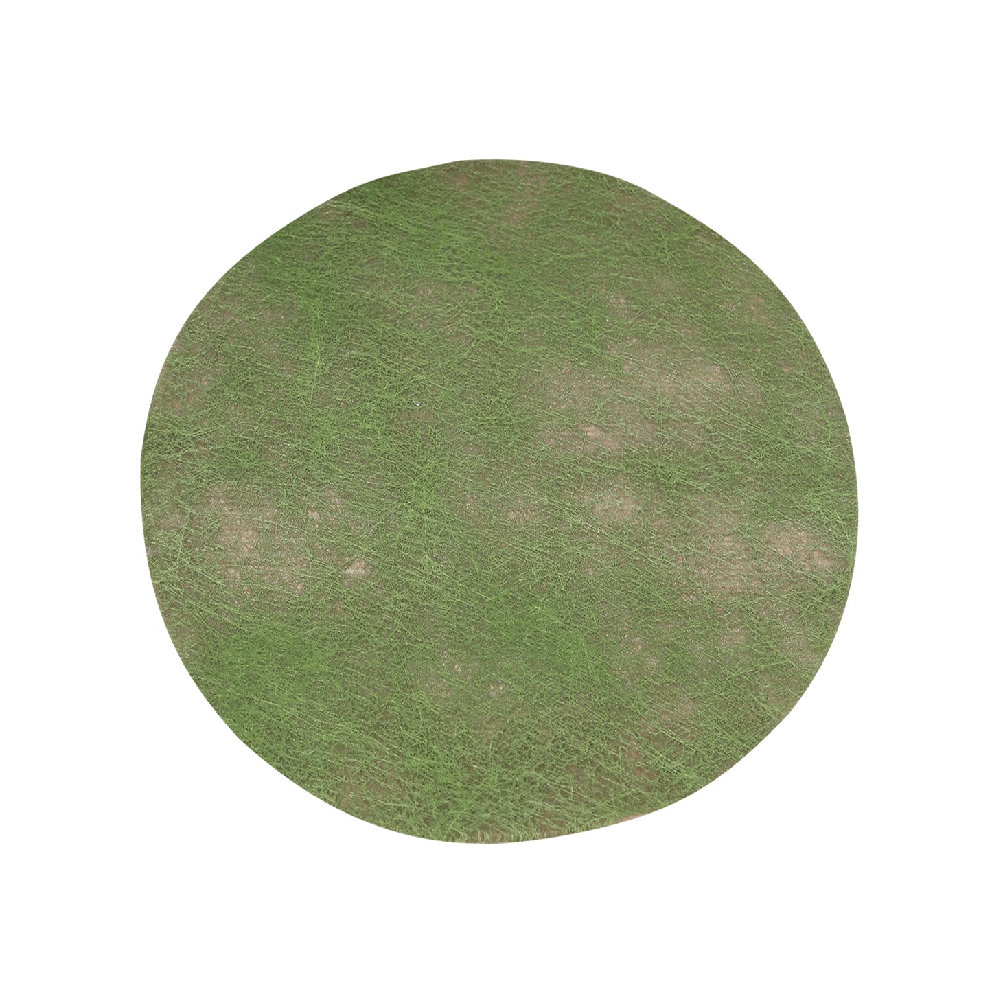 Olive green disposable round placemat for dining and events.