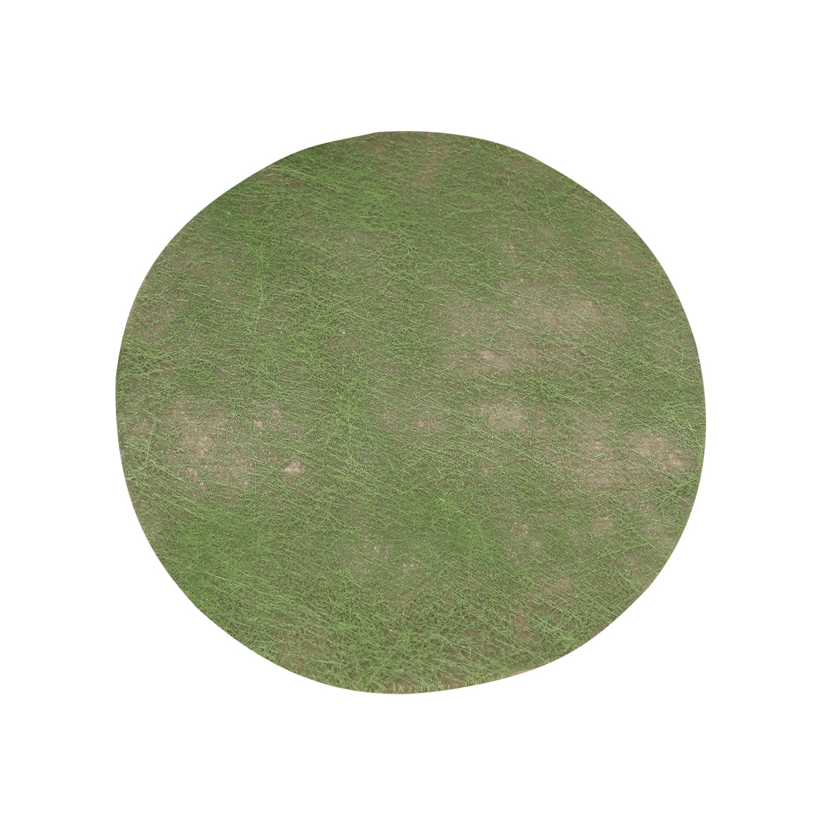 Olive green disposable round placemat for dining and events.