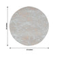 Metallic silver disposable placemat, 13" round, ideal for dining and events.