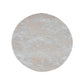 Metallic silver round disposable placemat for dining and events.