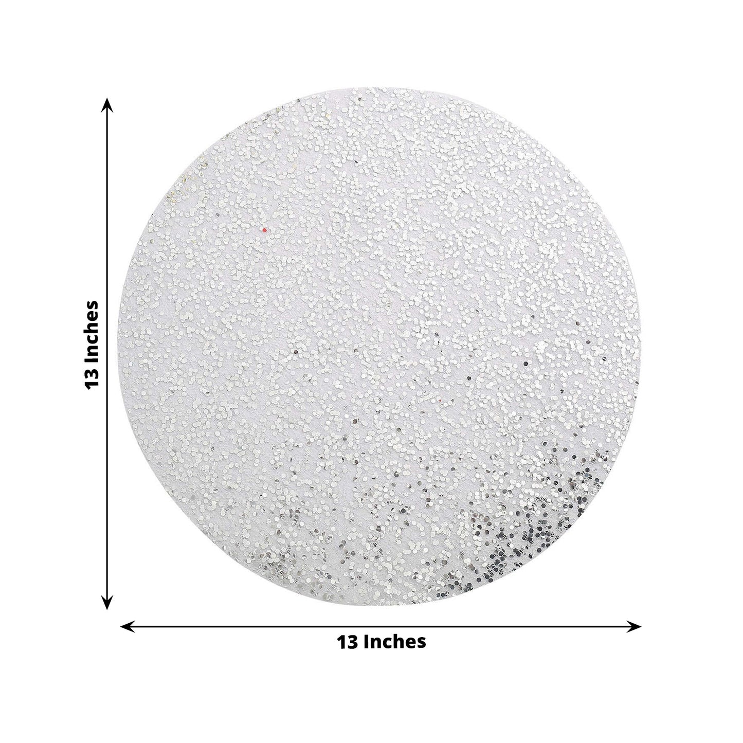 50-Pack Table Placemats Sequin Design Metallic Silver Round - Mesh Disposable Dust-Free Dining Mats 13"