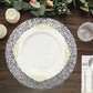 50-Pack Table Placemats Sequin Design Metallic Silver Round - Mesh Disposable Dust-Free Dining Mats 13"