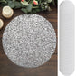 50-Pack Table Placemats Sequin Design Metallic Silver Round - Mesh Disposable Dust-Free Dining Mats 13"