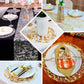 50-Pack Table Placemats Foil Design Metallic Gold Round - Mesh Disposable Shiny Dining Mats 13"