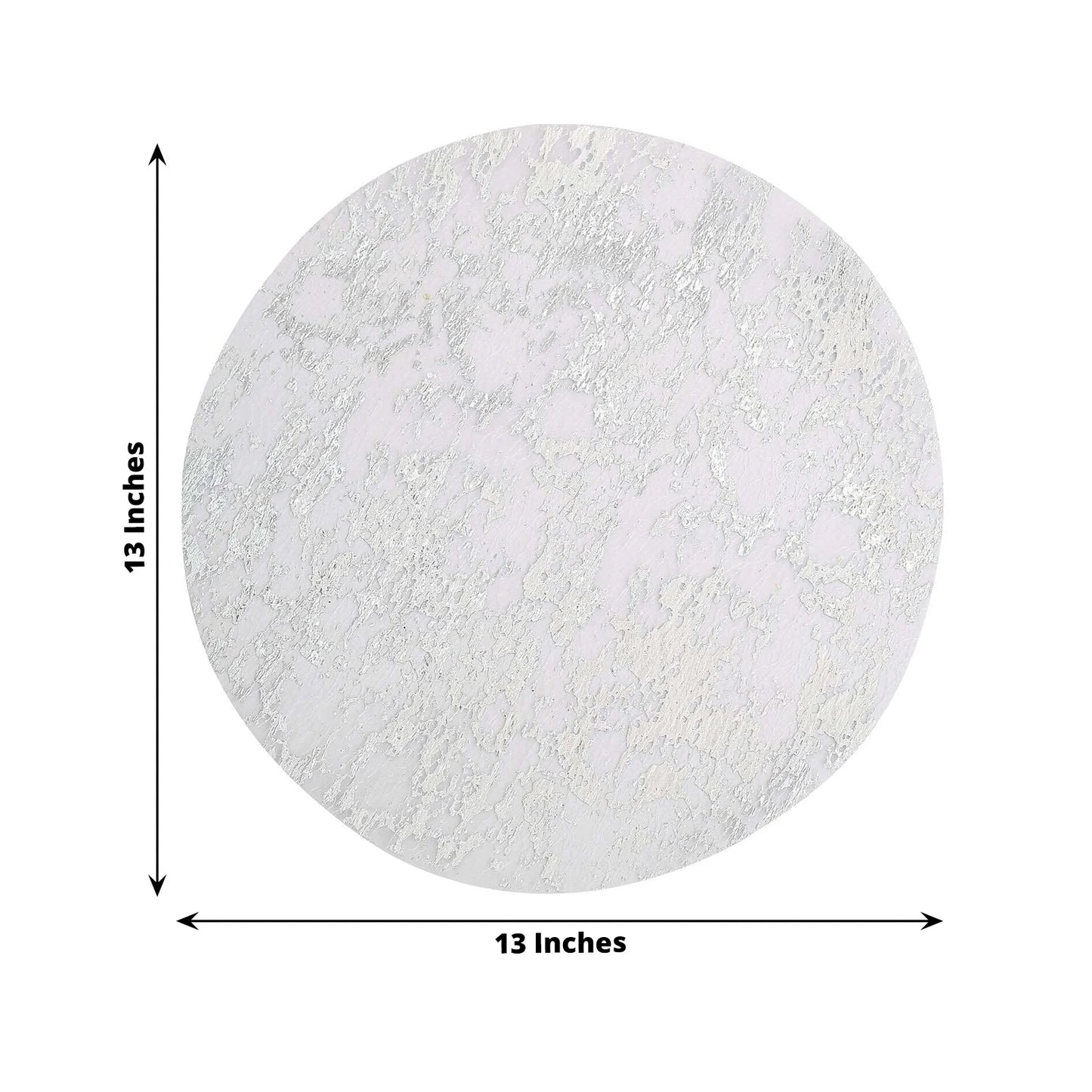 50-Pack Table Placemats Foil Design Metallic Silver Round - Mesh Disposable Shiny Dining Mats 13"
