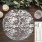 50-Pack Table Placemats Foil Design Metallic Silver Round - Mesh Disposable Shiny Dining Mats 13"