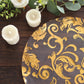 10-Pack Table Placemats Swirl Foil Floral Design Metallic Gold Round - Sheer Organza Disposable Mats 13"