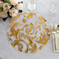 50-Pack Table Placemats Swirl Foil Floral Design Metallic Gold Round - Sheer Organza Disposable Mats 13"
