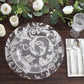 10-Pack Table Placemats Swirl Foil Floral Design Metallic Silver Round - Sheer Organza Disposable Mats 13"