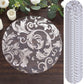 50-Pack Table Placemats Swirl Foil Floral Design Metallic Silver Round - Sheer Organza Disposable Mats 13"