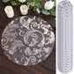 50-Pack Table Placemats Swirl Foil Floral Design Metallic Silver Round - Sheer Organza Disposable Mats 13"