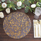 Metallic gold sheer organza placemat with embossed floral design.