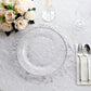 Metallic silver sheer organza dining table mat with embossed flower design.