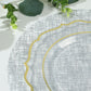 Metallic silver glitter round table mats for dining, 13" disposable placemats.