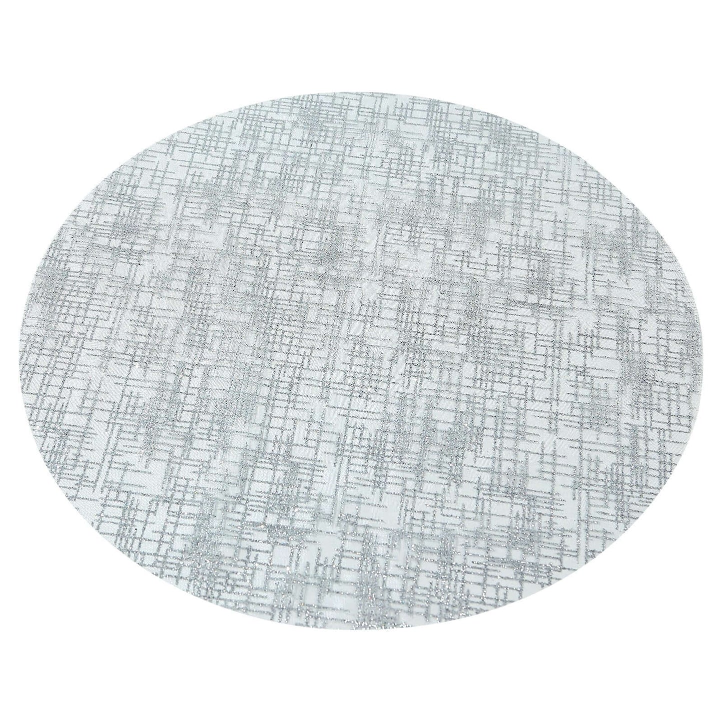 50-Pack Table Placemats Glitter Design Metallic Silver Round - Mesh Polyester Disposable Mats 13"