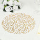 10 Pack White Mesh Organza Dining Table Mats with Gold Foil Leaf Vines, Floral Round Disposable Placemats - 13"